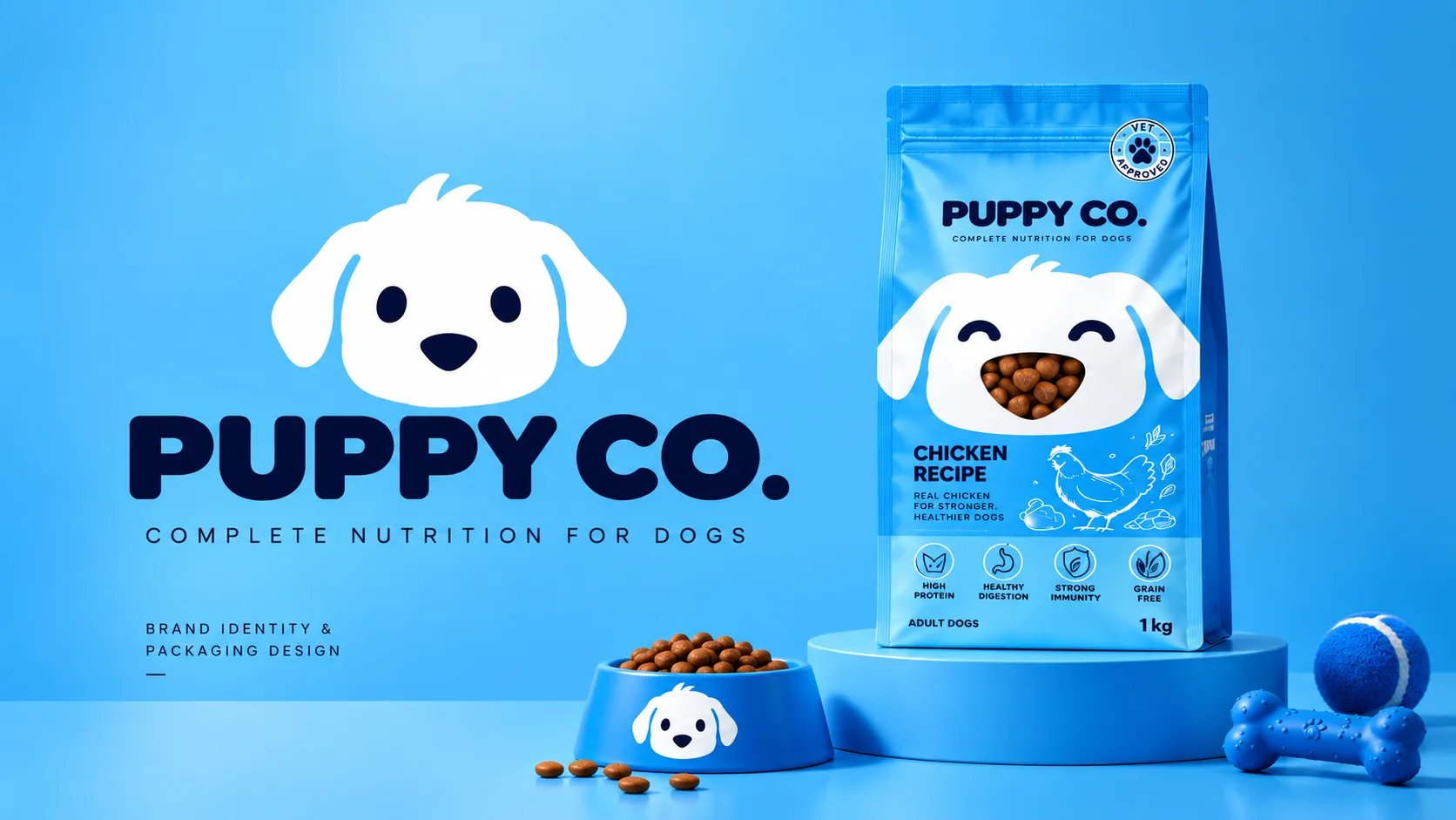 Puppy Co — Packaging Design packaging & visual design mockup 1 by Raghav Chopra